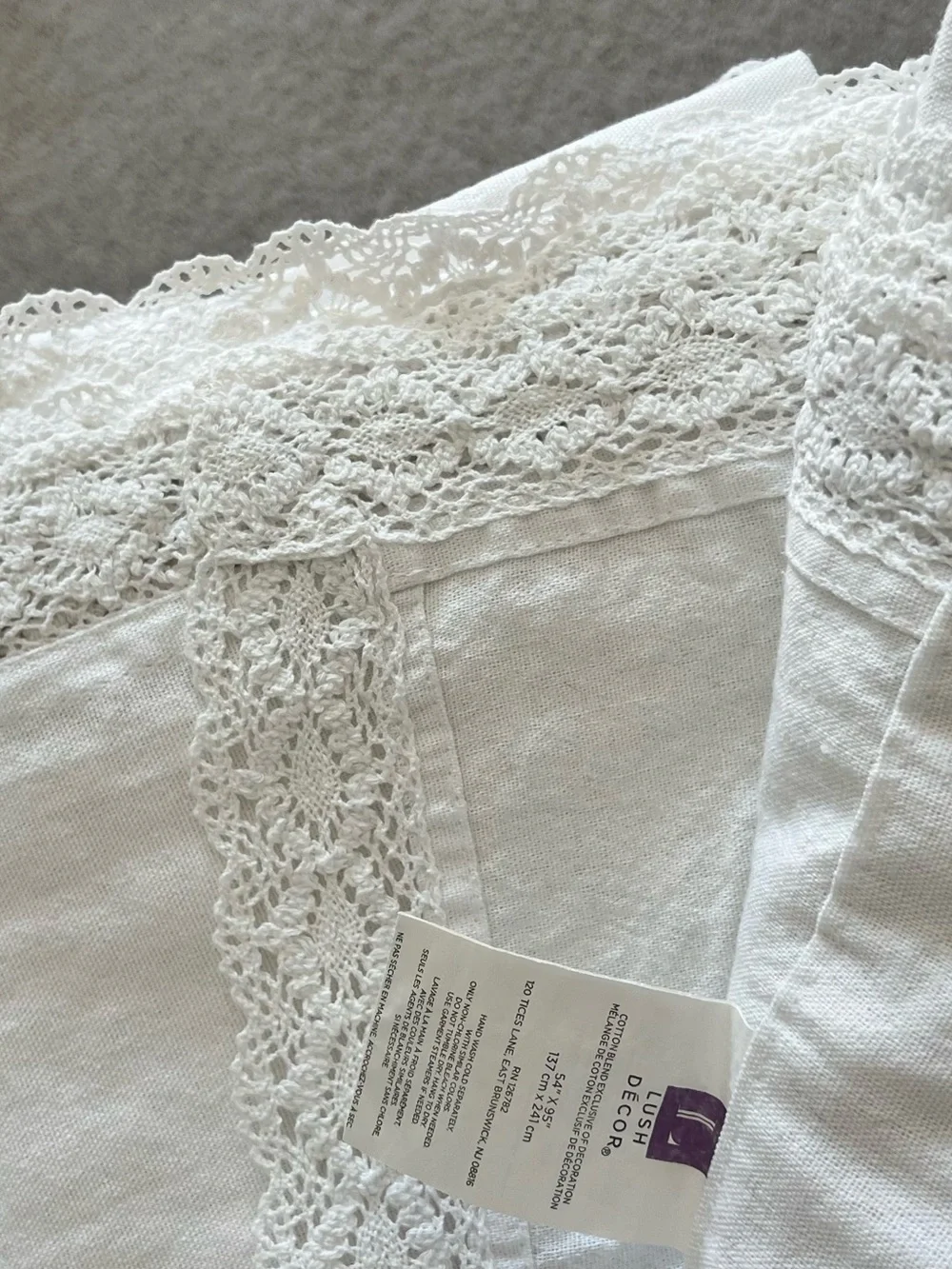 White Lace-Trim Curtain Panels
